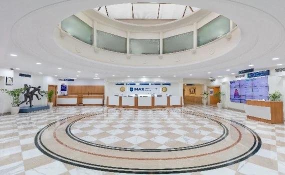 Main lobby with domed ceiling and reception desks